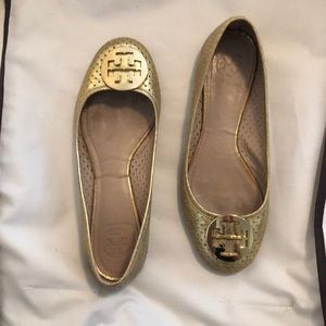 Tory Burch Metallic Gold Ballet Flats